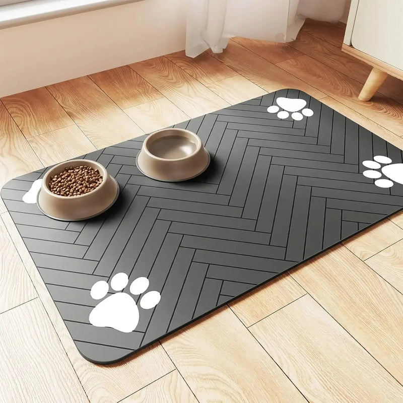 Absorbent Pet Feeding Mat | Non-Slip Waterproof Dog & Cat Food Mat | Quick-Dry Pet Placemat for Food & Water Bowls