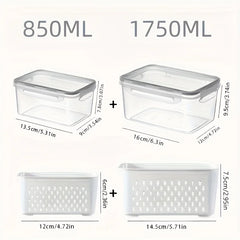 Airtight Food Storage Containers Set of 4 | Stackable Fridge Organiser Boxes | Leak-Proof Meal Prep Containers for Fruits & Vegetables