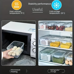 Airtight Food Storage Containers Set of 4 | Stackable Fridge Organiser Boxes | Leak-Proof Meal Prep Containers for Fruits & Vegetables