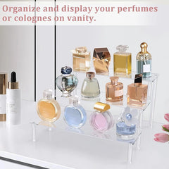 Acrylic Tiered Display Stand | Clear Organiser Shelf for Perfume, Skincare & Cosmetics | 1–4 Tier Transparent Storage Rack