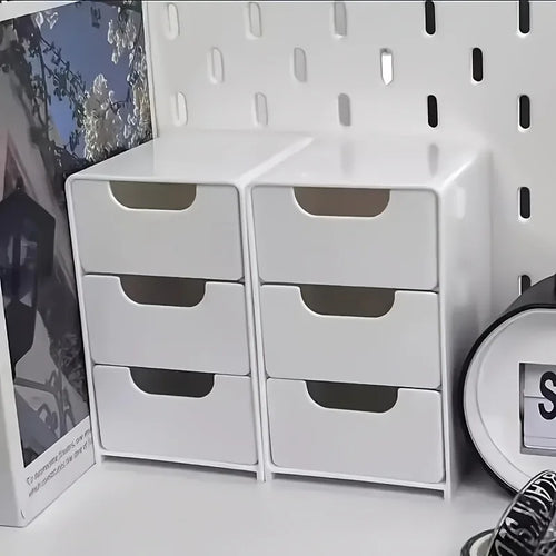 3-Tier Desk Organiser with Drawers | Mini Drawer Storage Box for Office, Makeup & Jewellery | Portable Desktop Organiser