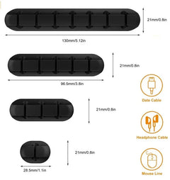 Silicone Cable Management Clips | Self-Adhesive Cable Organiser for Desk | Wire Holder for Phone, Mouse & Keyboard Cables