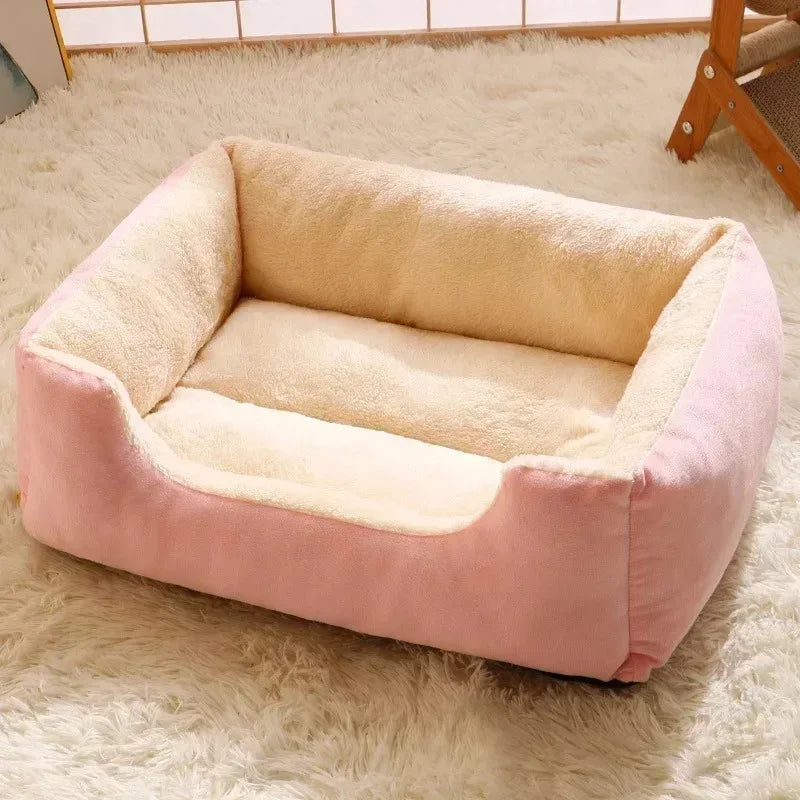 Plush Pet Bed for Cats & Dogs | Soft Washable Cat Bed with cushioned Walls | Cosy Winter Pet Basket for Indoor Pets