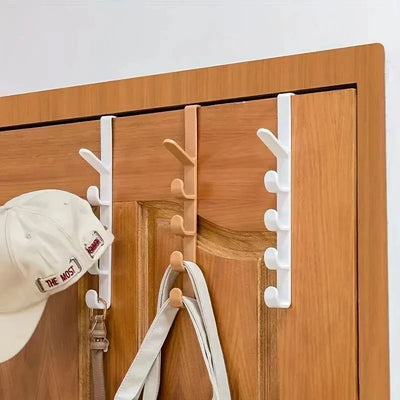 Over The Door Hook Rack | 5-Hook Clothes & Bag Organiser | No-Drill Door Hanger for Bedroom, Hallway & Bathroom