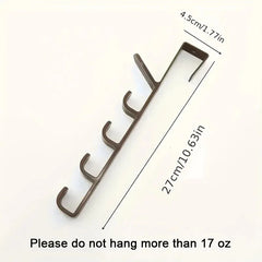 Over The Door Hook Rack | 5-Hook Clothes & Bag Organiser | No-Drill Door Hanger for Bedroom, Hallway & Bathroom