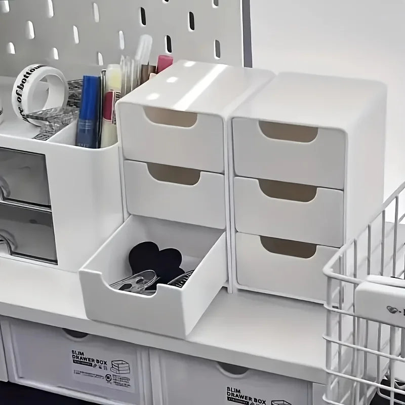 3-Tier Desk Organiser with Drawers | Mini Drawer Storage Box for Office, Makeup & Jewellery | Portable Desktop Organiser