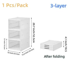 6-Layer Stackable Shoe Storage Organiser | Foldable Clear Shoe Box Cabinet | Space-Saving Shoe Rack for Bedroom & Entryway