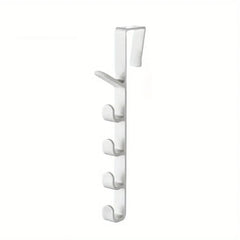 Over The Door Hook Rack | 5-Hook Clothes & Bag Organiser | No-Drill Door Hanger for Bedroom, Hallway & Bathroom