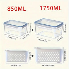 Airtight Food Storage Containers Set of 4 | Stackable Fridge Organiser Boxes | Leak-Proof Meal Prep Containers for Fruits & Vegetables