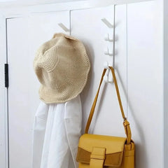 Over The Door Hook Rack | 5-Hook Clothes & Bag Organiser | No-Drill Door Hanger for Bedroom, Hallway & Bathroom