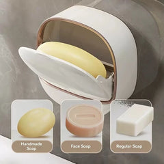 Wall-Mounted Soap Holder with Drainage | Waterproof Bathroom Soap Dish | No-Drill Shower Soap Box Organiser