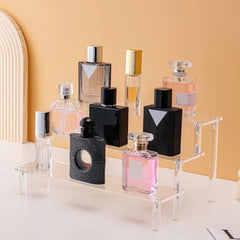 Acrylic Tiered Display Stand | Clear Organiser Shelf for Perfume, Skincare & Cosmetics | 1–4 Tier Transparent Storage Rack