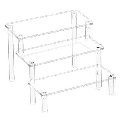 Acrylic Tiered Display Stand | Clear Organiser Shelf for Perfume, Skincare & Cosmetics | 1–4 Tier Transparent Storage Rack
