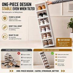 6-Layer Stackable Shoe Storage Organiser | Foldable Clear Shoe Box Cabinet | Space-Saving Shoe Rack for Bedroom & Entryway