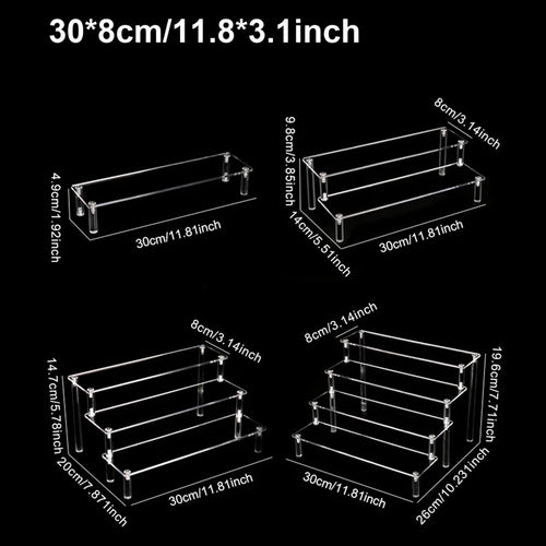 Acrylic Tiered Display Stand | Clear Organiser Shelf for Perfume, Skincare & Cosmetics | 1–4 Tier Transparent Storage Rack
