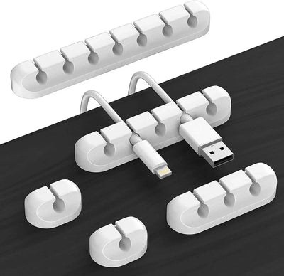 Silicone Cable Management Clips | Self-Adhesive Cable Organiser for Desk | Wire Holder for Phone, Mouse & Keyboard Cables